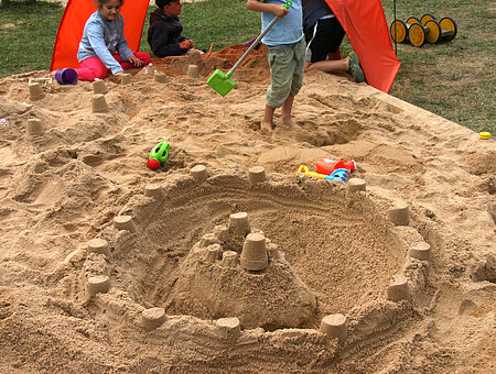 Die Burg des Siegers beim Sandburgenwettbewerb