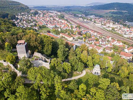 Burganlage aus der Vogelperspektive (Luftaufnahme)