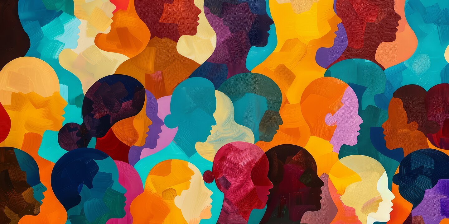 Abstrakte Abbildung verschiedener Menschen.